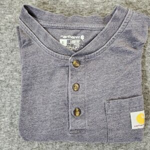 Carhartt Mens XL Loose Fit Long Sleeve Henley Pocket T-Shirt Charcoal K128 CRH